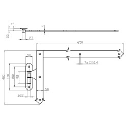 HORNÉ kovanie, 400x650mm s čapom, čierny lak, obojstranný HORNÉ kovanie, 400x650mm s čapom, čierny lak, obojstranný